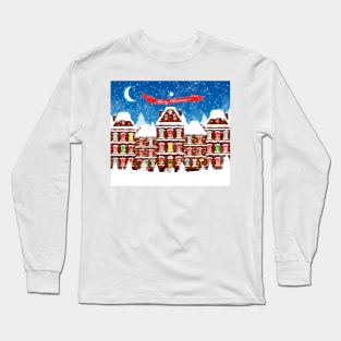 Winter Christmas city street Long Sleeve T-Shirt